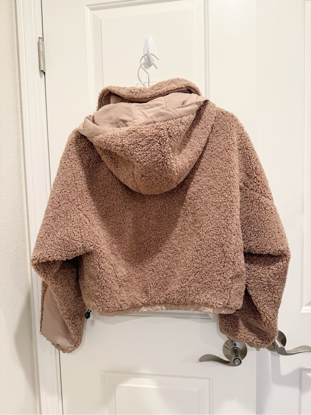 ZARA Sherpa Contrast Hooded Bomber Jacket size Medium Teddy - Picture 7 of 10